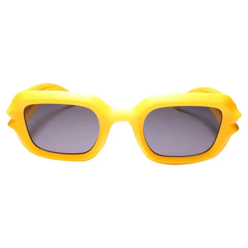 Double Ridge Temples Slim Standout Swag Hip Yellow Rectangle Sunglasses